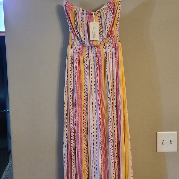 Striped Strapless Maxi Dress - Picture 1 of 2